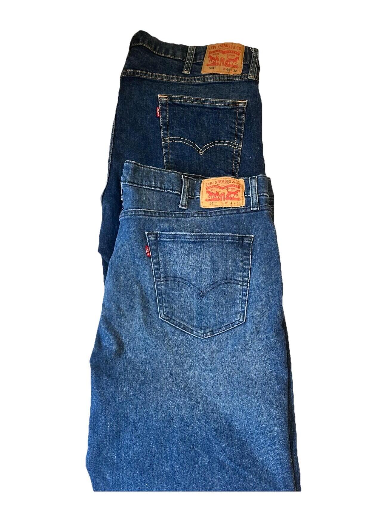 2 Pair Levi's 541 Athletic Taper Jeans Men's 44x32 Stretch Blue Denim Classic